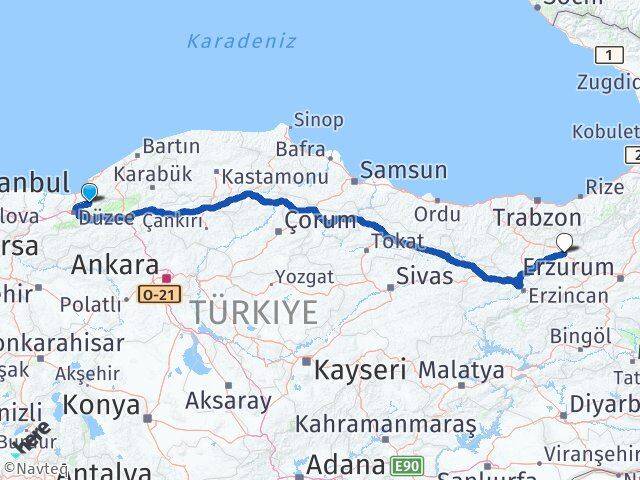 Düzce Yığılca Bayburt Arası Kaç Km - Yol Haritası