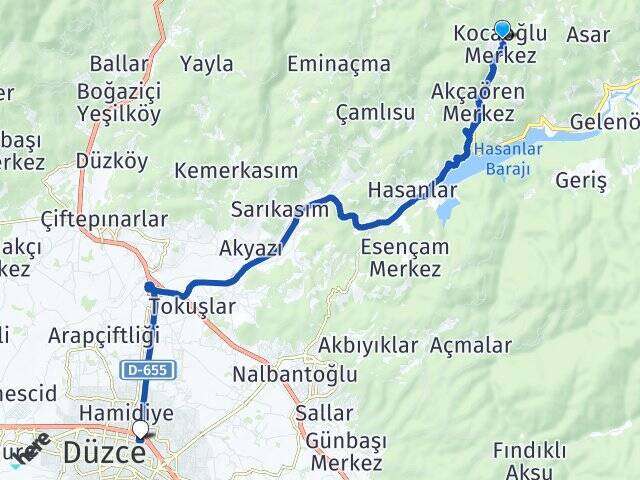 Kocaoğlu Düzce Otogarı Arası Kaç Km - Yol Tarifi