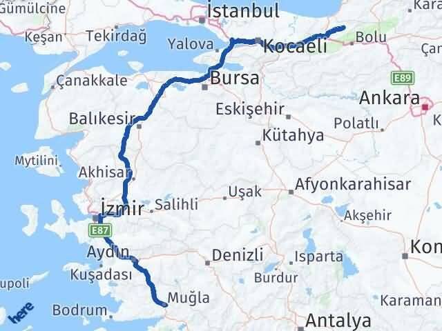 Düzce Yığılca Muğla Arası Kaç Km - Yol Haritası