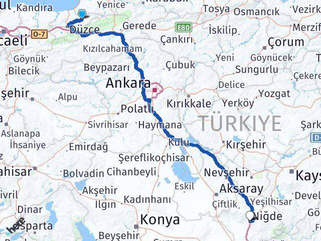Düzce Yığılca Niğde Arası Kaç Km - Yol Haritası