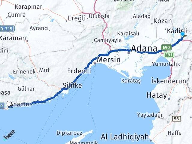 Düziçi Otogarı Anamur Arası Kaç Km - Yol Tarifi