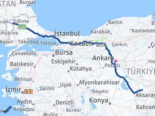 Edirne Acıgöl Nevşehir Arası Kaç Km - Yol Haritası