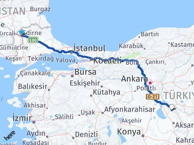 Edirne Ağaçören Aksaray Arası Kaç Km - Yol Haritası