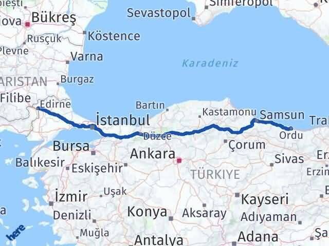Edirne Altınordu Arası Kaç Km - Yol Haritası