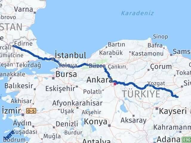 Edirne Altınyayla Sivas Arası Kaç Km - Yol Haritası