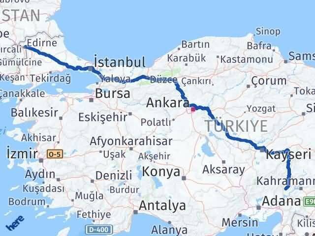 Edirne Andırın Kahramanmaraş Arası Kaç Km - Yol Haritası