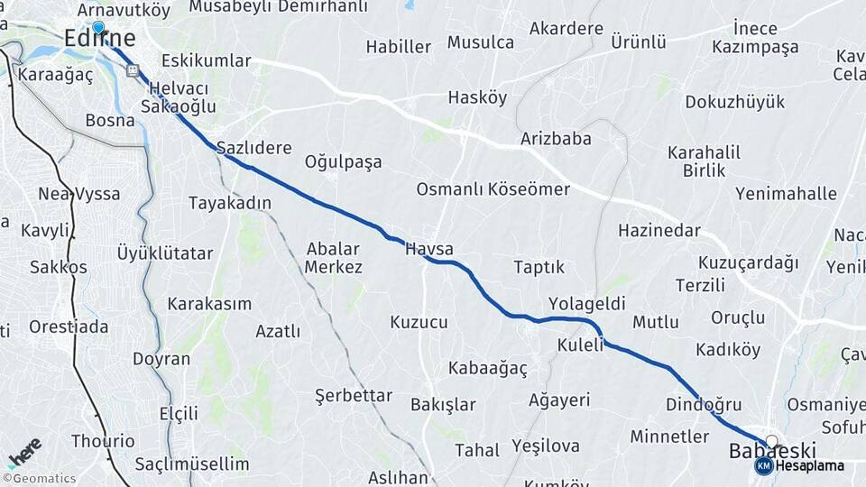 Edirne Babaeski Kırklareli Arası Kaç Km - Yol Haritası