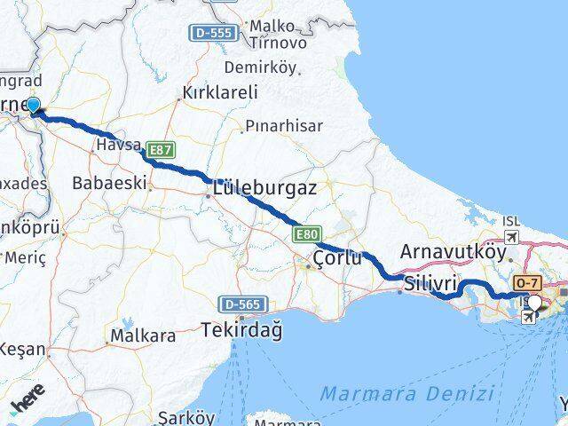 Edirne Bahçelievler İstanbul Arası Kaç Km - Yol Haritası