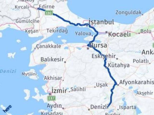 Edirne Başmakçı Afyonkarahisar Arası Kaç Km - Yol Haritası