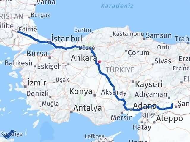Edirne Bozova Şanlıurfa Arası Kaç Km - Yol Haritası