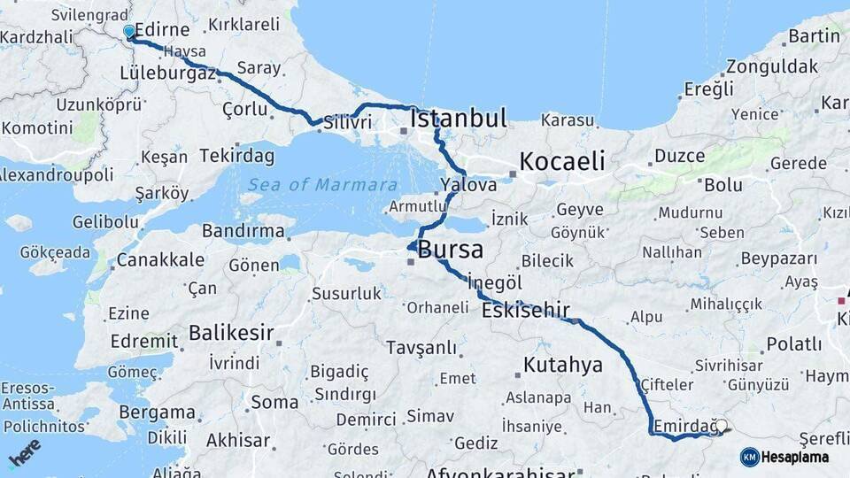 Edirne Çeltik Arası Kaç Km - Yol Tarifi