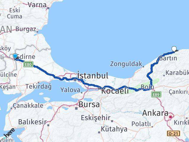 Edirne Cide Kastamonu Arası Kaç Km - Yol Haritası