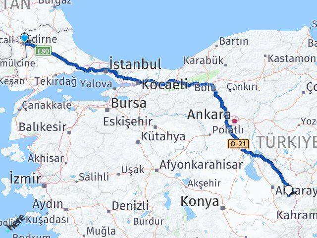 Edirne Çiftlik Niğde Arası Kaç Km - Yol Haritası