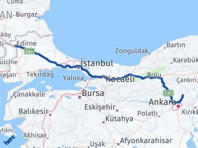 Edirne Çubuk Ankara Arası Kaç Km - Yol Haritası