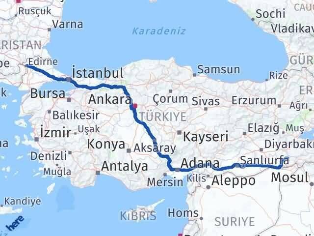 Edirne Dargeçit Mardin Arası Kaç Km - Yol Haritası