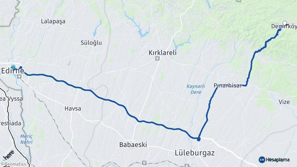 Edirne Demirköy Arası Kaç Km - Yol Tarifi