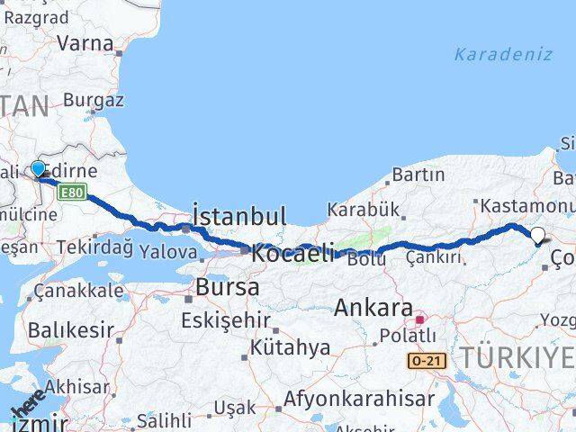 Edirne Dodurga Arası Kaç Km - Yol Tarifi