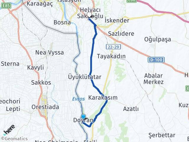 Doyran Edirne Otogarı Arası Kaç Km - Yol Tarifi