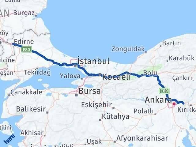 Edirne Elmadağ Ankara Arası Kaç Km - Yol Haritası