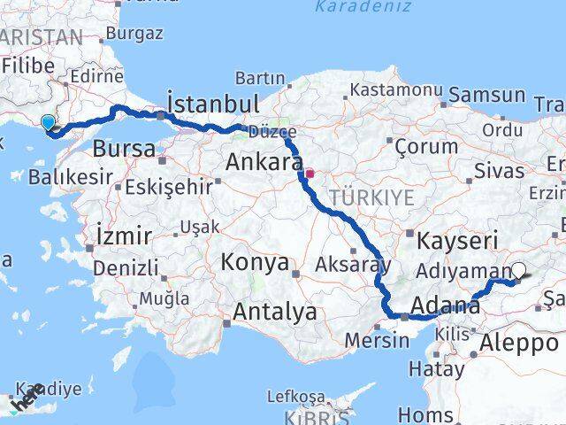 Edirne Enez Adıyaman Arası Kaç Km - Yol Haritası