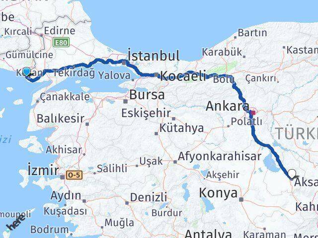 Edirne Enez Aksaray Arası Kaç Km - Yol Haritası