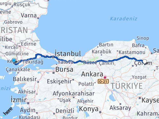 Edirne Enez Amasya Arası Kaç Km - Yol Haritası