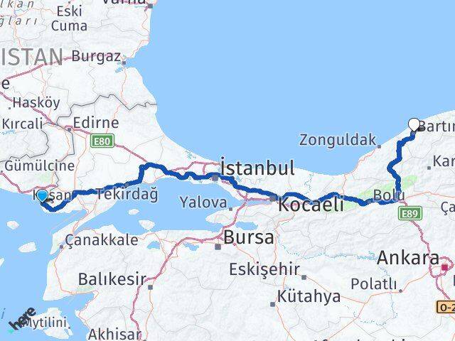 Edirne Enez Bartın Arası Kaç Km - Yol Haritası