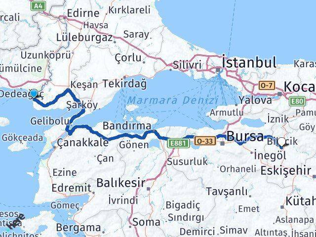 Enez Bilecik Arası Kaç Km - Yol Tarifi