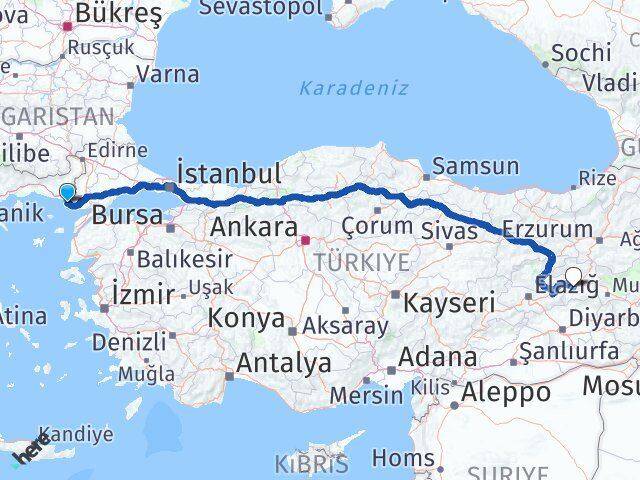 Edirne Enez Bingöl Arası Kaç Km - Yol Haritası