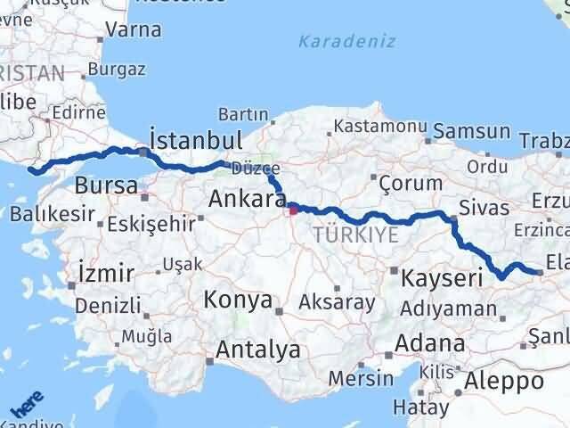 Edirne Enez Elazığ Arası Kaç Km - Yol Haritası