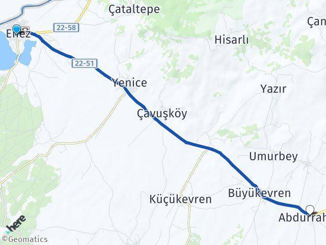 Gaziömerbey Abdurrahim Arası Kaç Km - Yol Tarifi