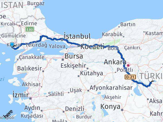 Edirne Enez Kırşehir Arası Kaç Km - Yol Haritası
