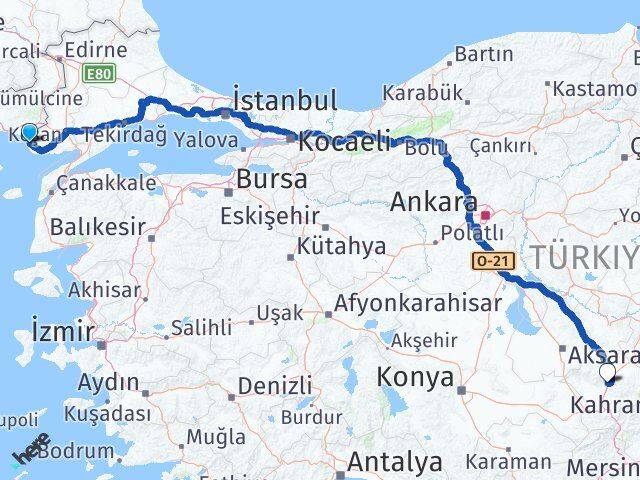 Edirne Enez Niğde Arası Kaç Km - Yol Haritası