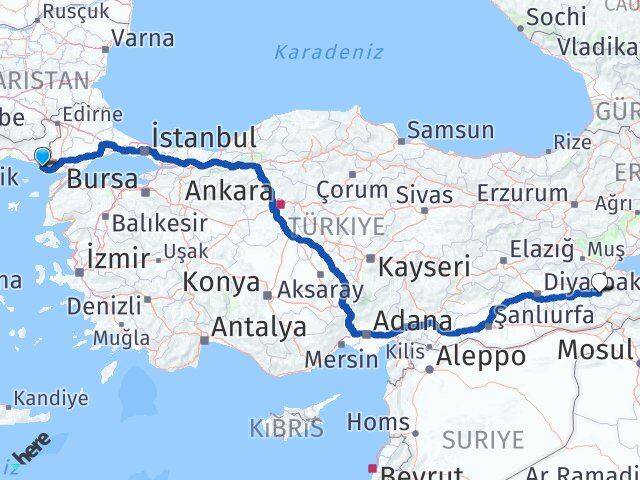 Edirne Enez Siirt Arası Kaç Km - Yol Haritası