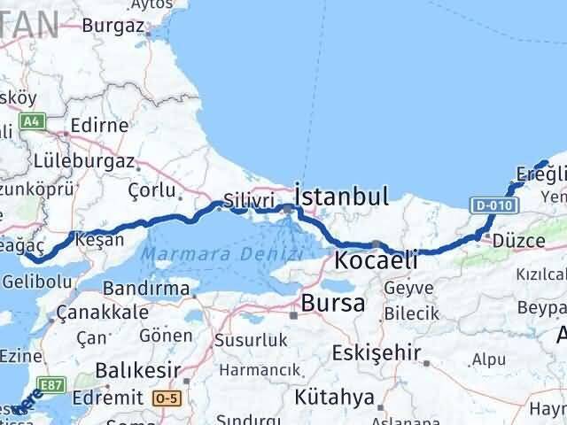 Edirne Enez Zonguldak Arası Kaç Km - Yol Haritası