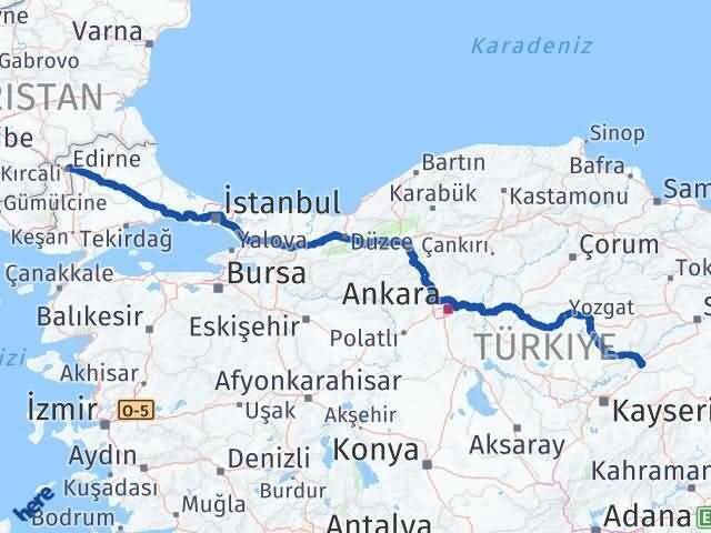 Edirne Gemerek Sivas Arası Kaç Km - Yol Haritası