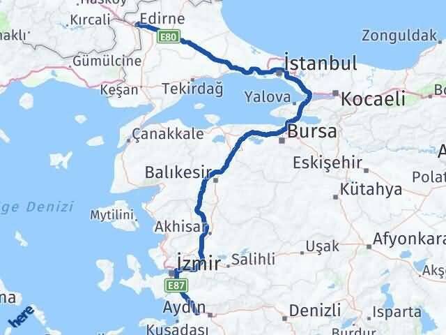 Edirne Germencik Aydın Arası Kaç Km - Yol Haritası