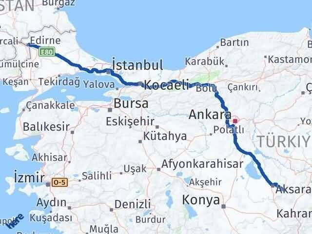 Edirne Güzelyurt Aksaray Arası Kaç Km - Yol Haritası