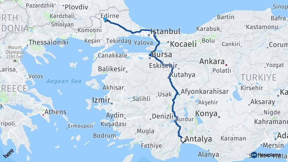 Havsa Antalya Arası Kaç Km - Yol Tarifi