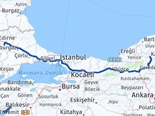 Edirne Havsa Karabük Arası Kaç Km - Yol Haritası