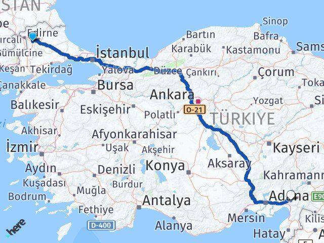 Edirne Havsa Osmaniye Arası Kaç Km - Yol Haritası