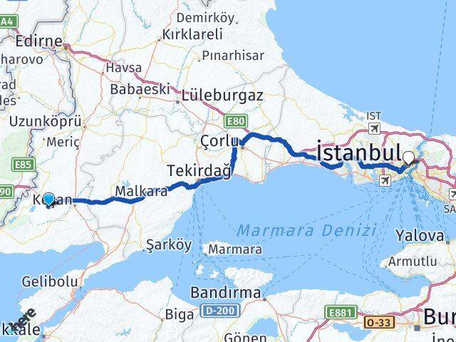 Aliçopehlivan İstanbul Arası Kaç Km - Yol Tarifi