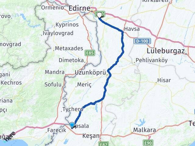 Bayrambey Edirne Otogarı Arası Kaç Km - Yol Tarifi