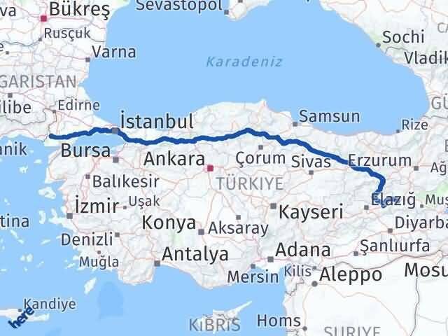 Edirne İpsala Bingöl Arası Kaç Km - Yol Haritası