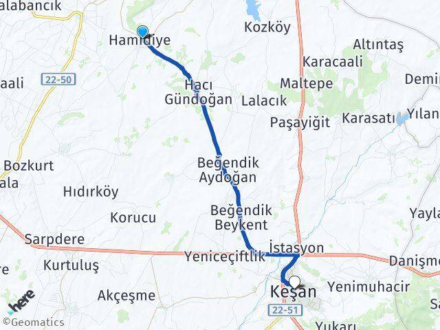 İbriktepe Keşan Arası Kaç Km - Yol Tarifi