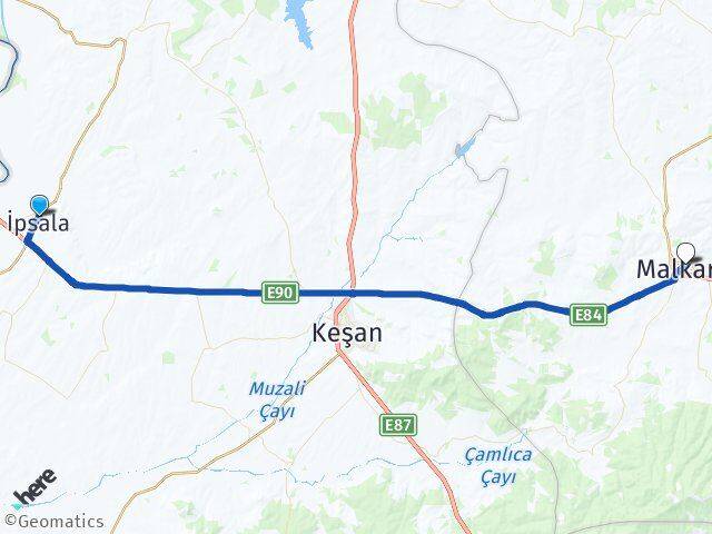 Edirne İpsala Malkara Tekirdağ Arası Kaç Km - Yol Haritası