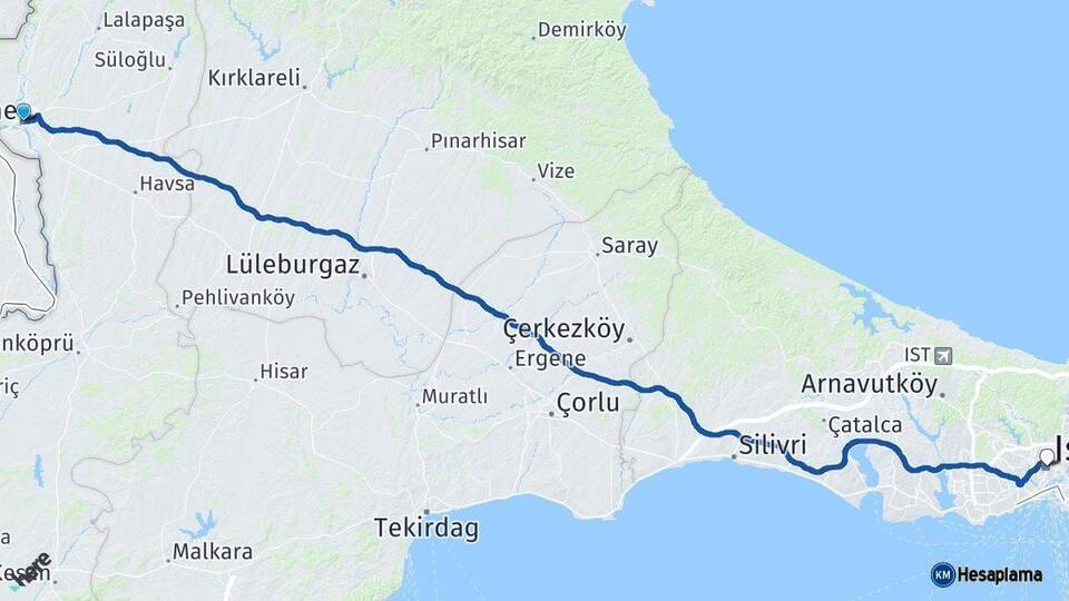 Edirne İstanbul Arası Kaç Km - Yol Haritası