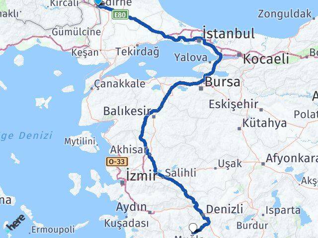 Edirne Kale Denizli Arası Kaç Km - Yol Haritası