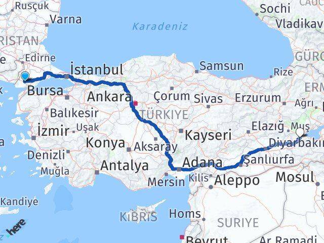 Edirne Keşan Bitlis Arası Kaç Km - Yol Haritası