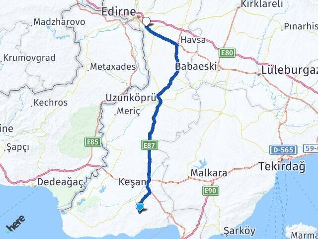 Dişbudak Edirne Otogarı Arası Kaç Km - Yol Tarifi